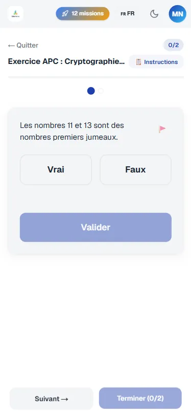 Interface Élève APC sur Mobile
